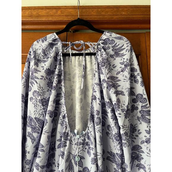 NWT Hill House Women's The Simone Maxi Open Back Dress Lilac Floral Tonal Size L - Picture 10 of 10